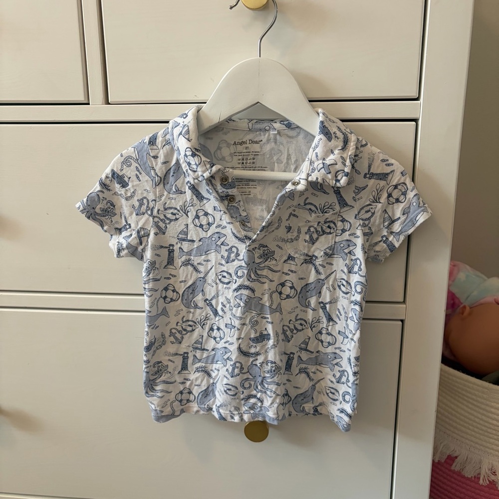 Angel Dear Ocean Print Bamboo Polo Size 2T